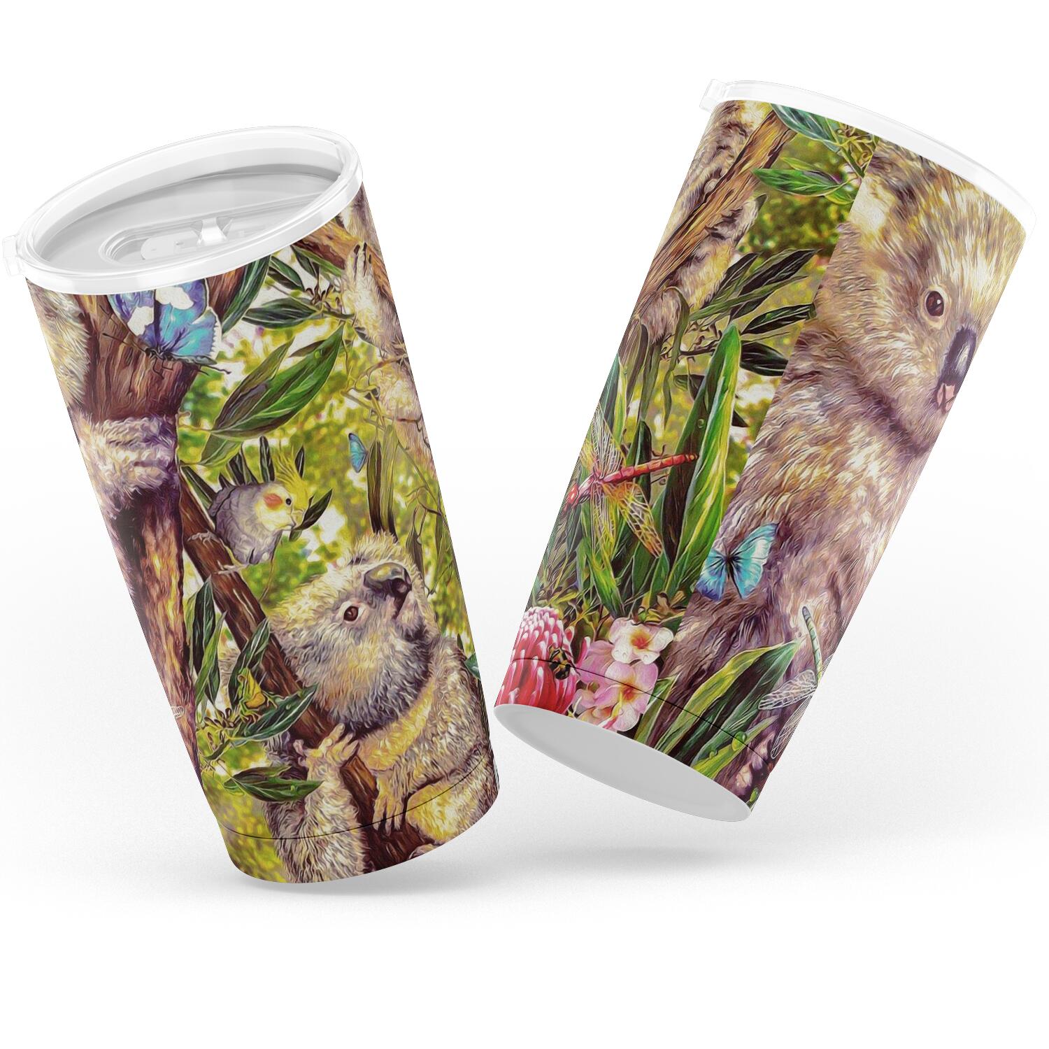 Koala Insulated Tumbler - 3D Koala with Waratah Flower Tumbler