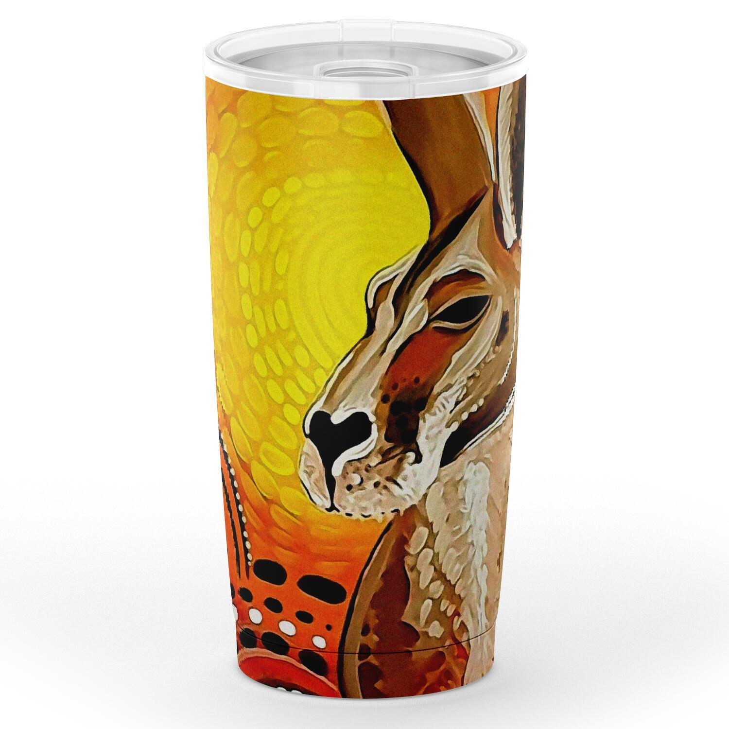 Insulated Tumbler - Kangaroo Aboriginal Pattern Sunset