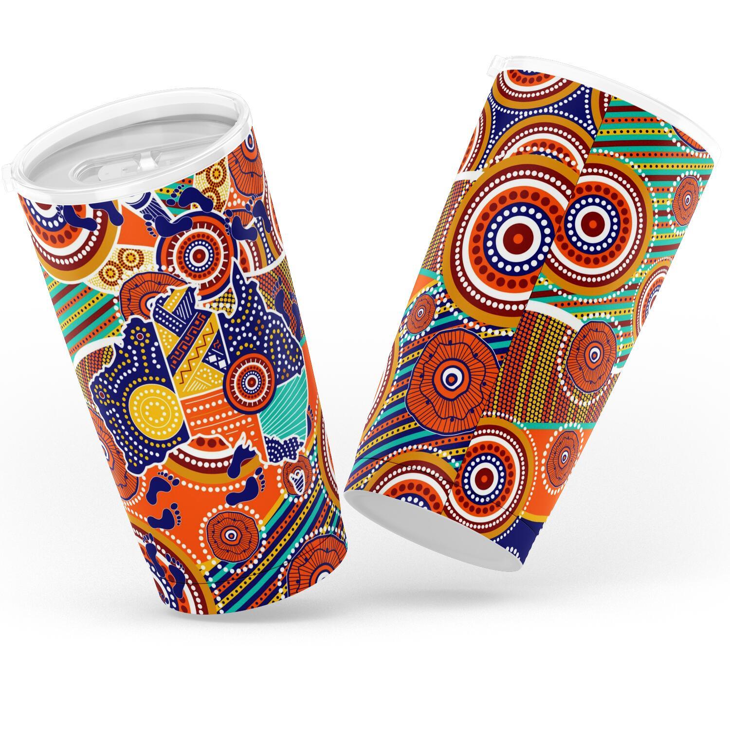 Aboriginal Insulated Tumbler - Australian Map Dot Painting