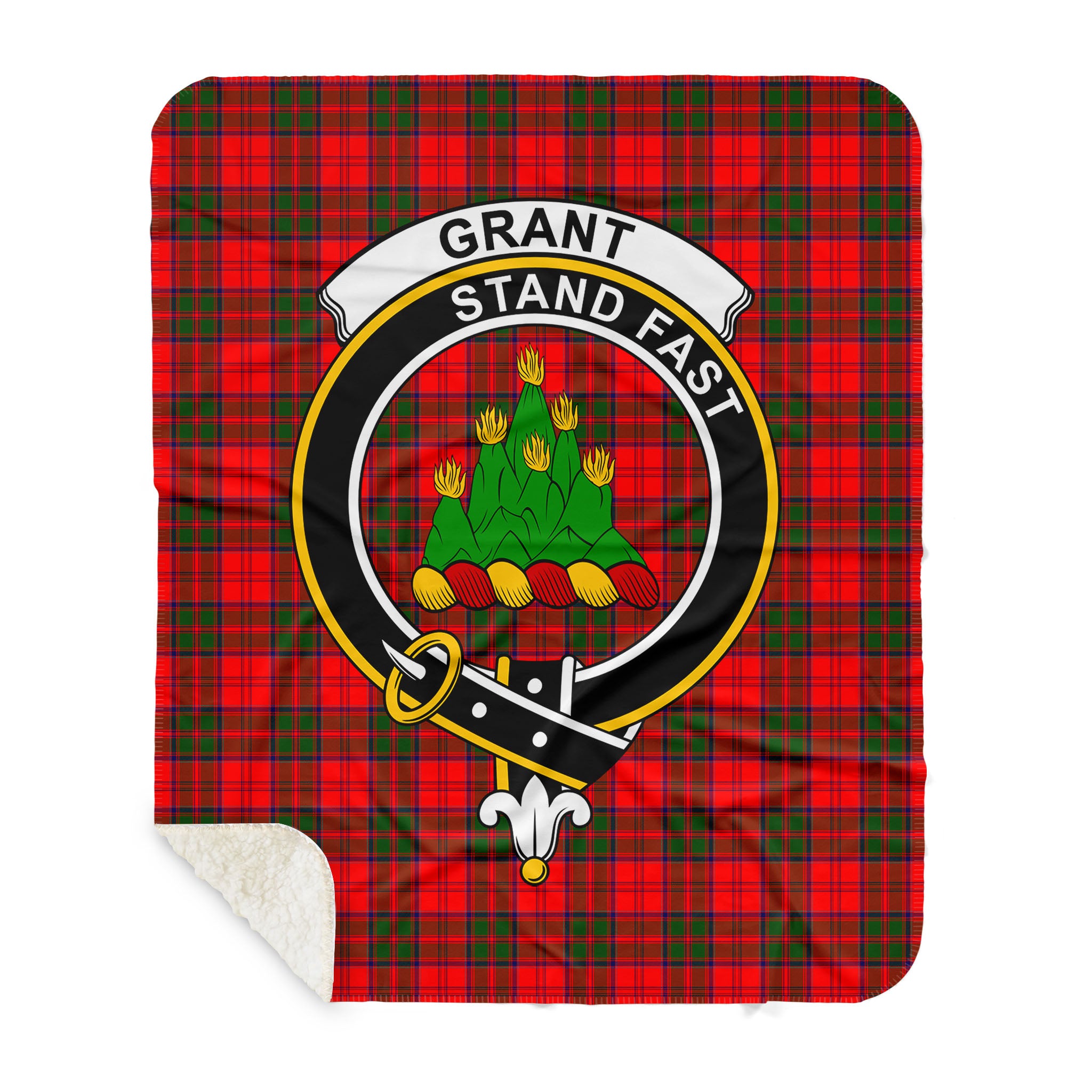 Grant Modern Clan Sherpa Blanket, Scottish Tartan Grant Modern Clan Sherpa Hoodie Crest Style