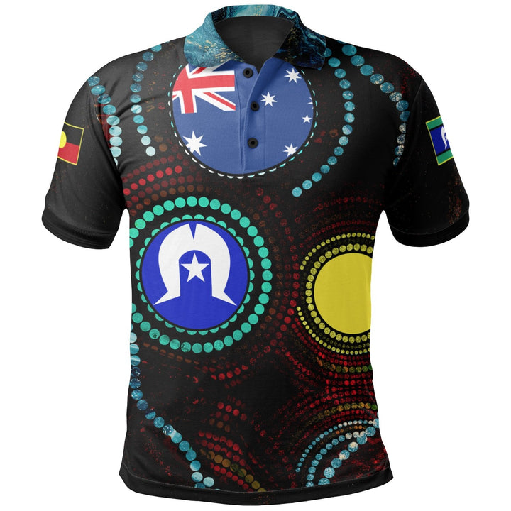 Aboriginal Polo - Aboriginal Dot Patterns & Flag Small Polo Shirt