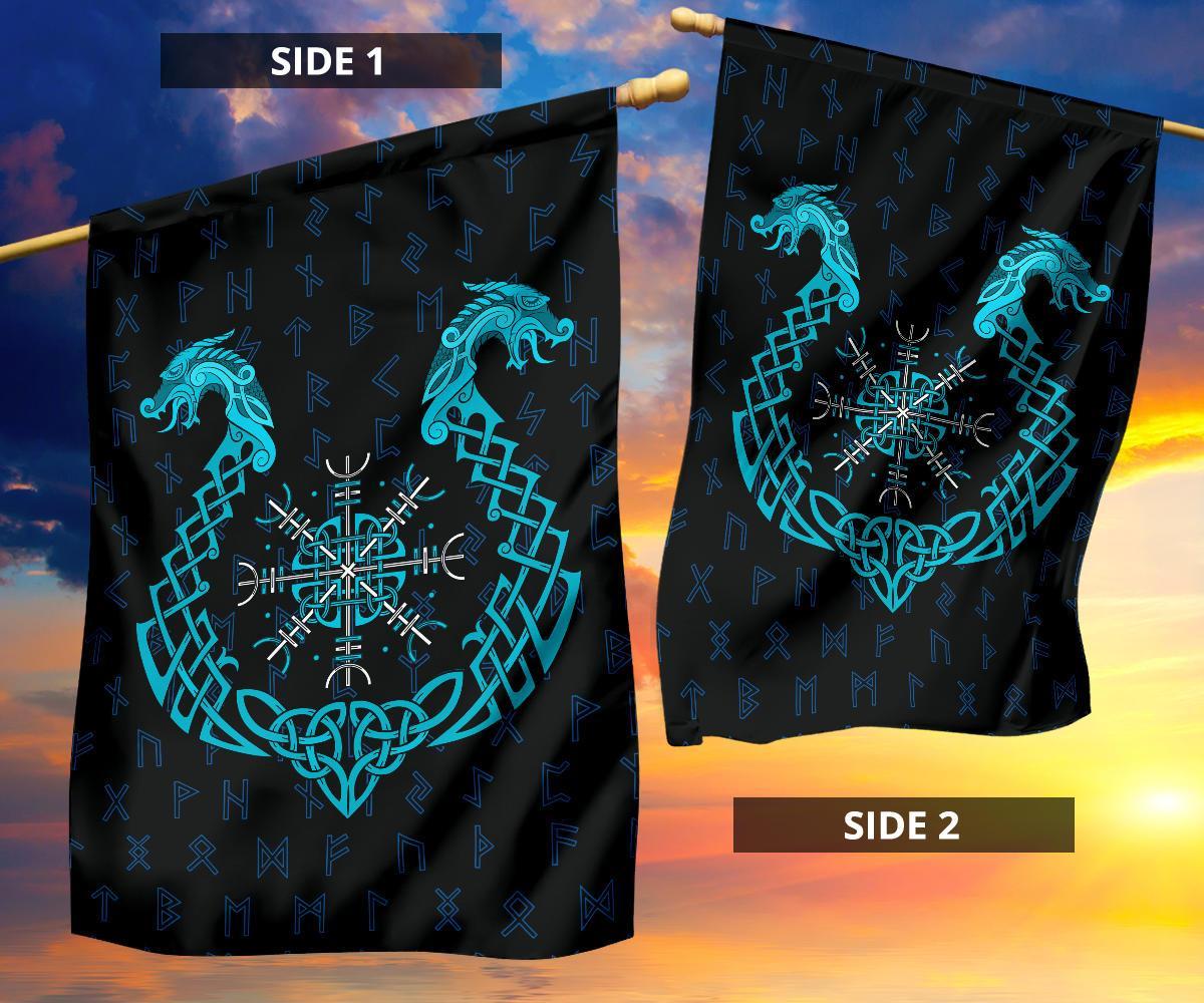 Viking Garden Flag Aegishjalmur Helm Of Awe Blue Edition Style