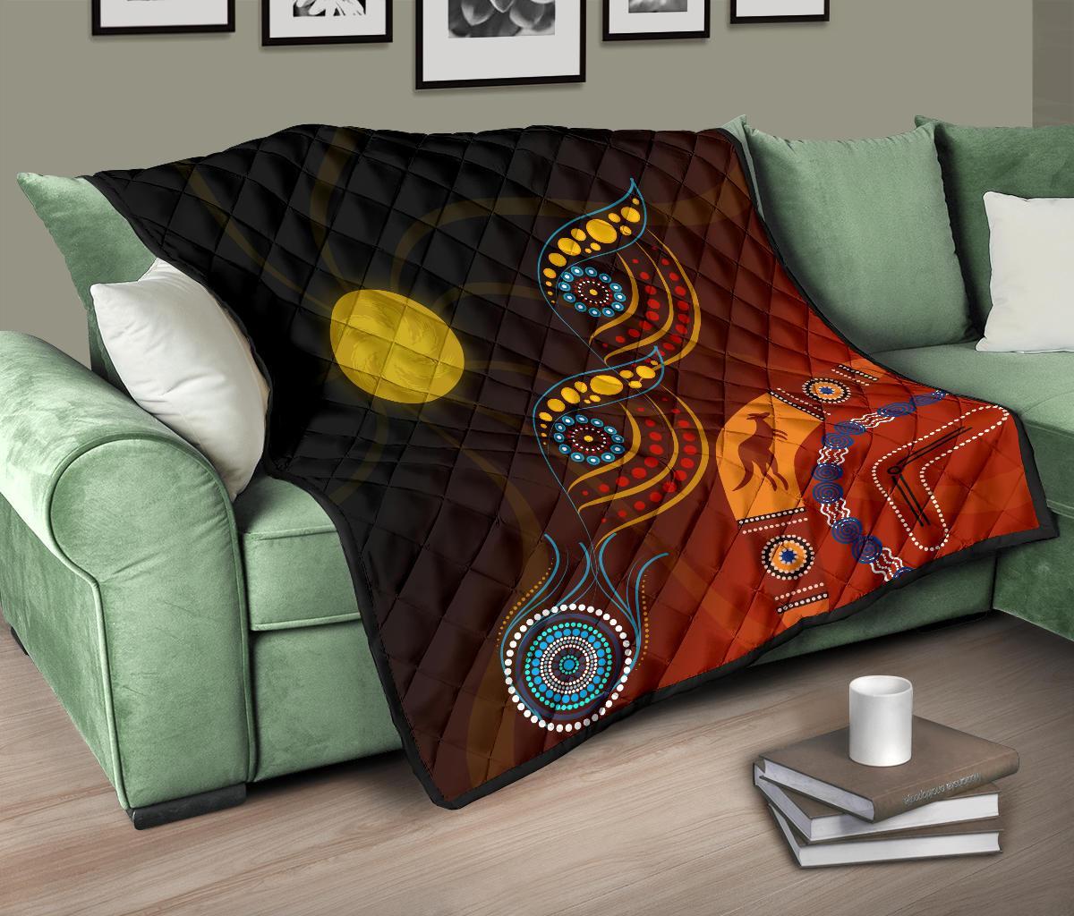 Aboriginal Premium Quilt - Flowers On The Land