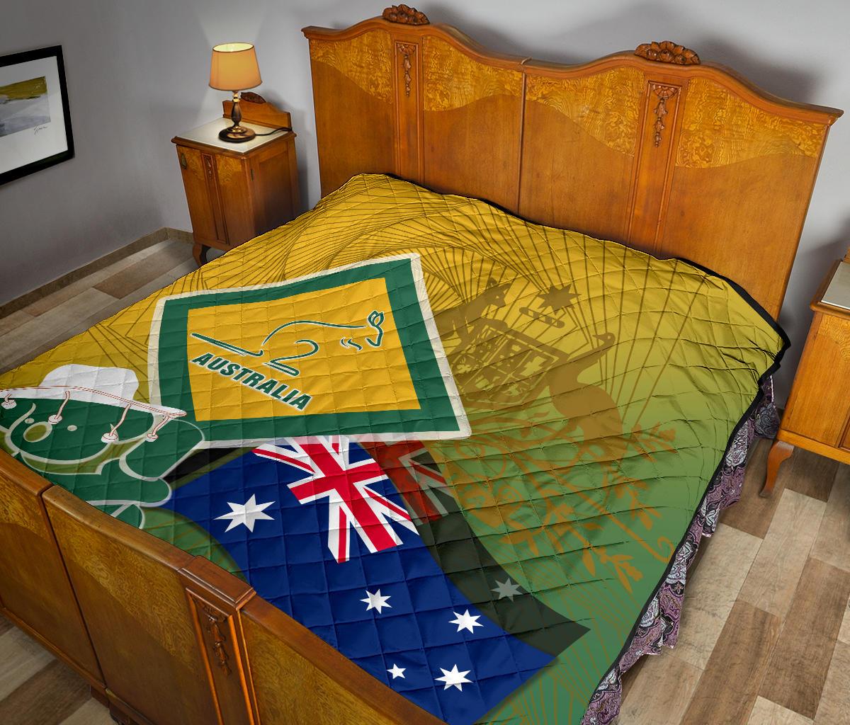 Premium Quilt - Aus Flag and Coat Of Arms Quilt Kangaroo and Koala Sign