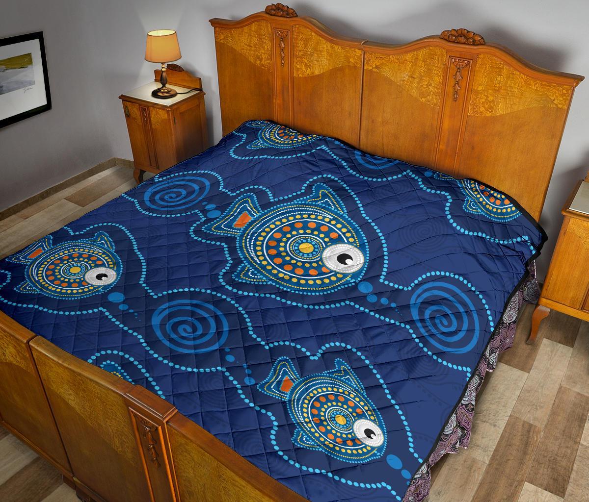 Aboriginal Premium Quilt - Indigenous Turtle Patterns