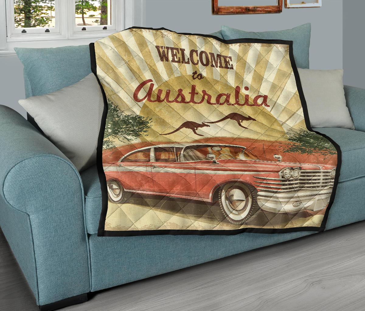 Premium Quilts - Retro Car Quilts Vintage Kangaroo