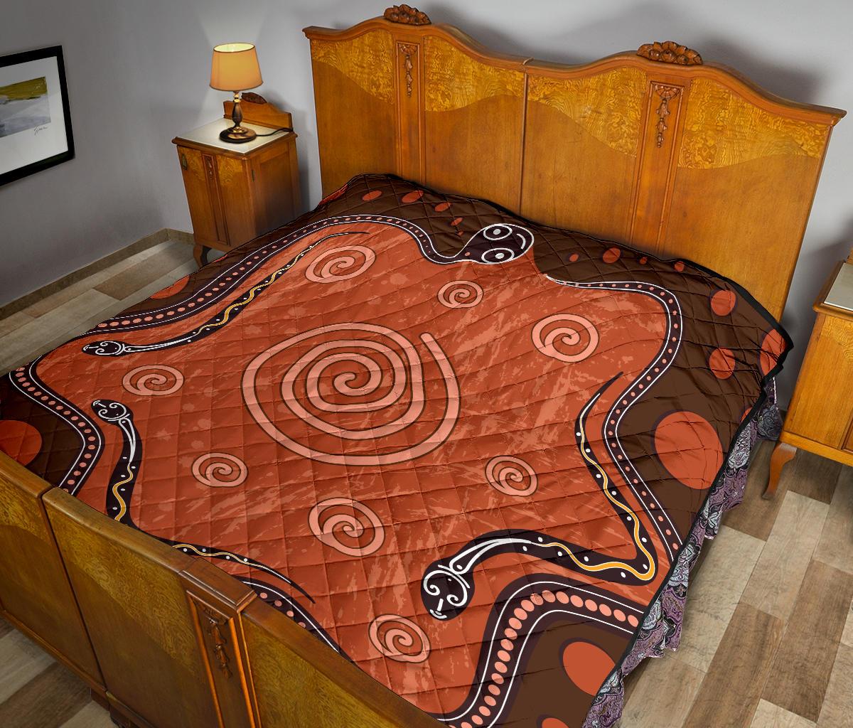 Aboriginal Premium Quilt - Australia Snake Aboriginal