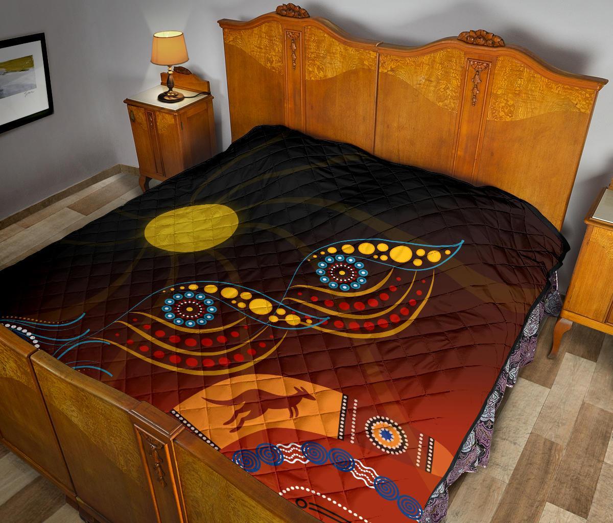 Aboriginal Premium Quilt - Flowers On The Land