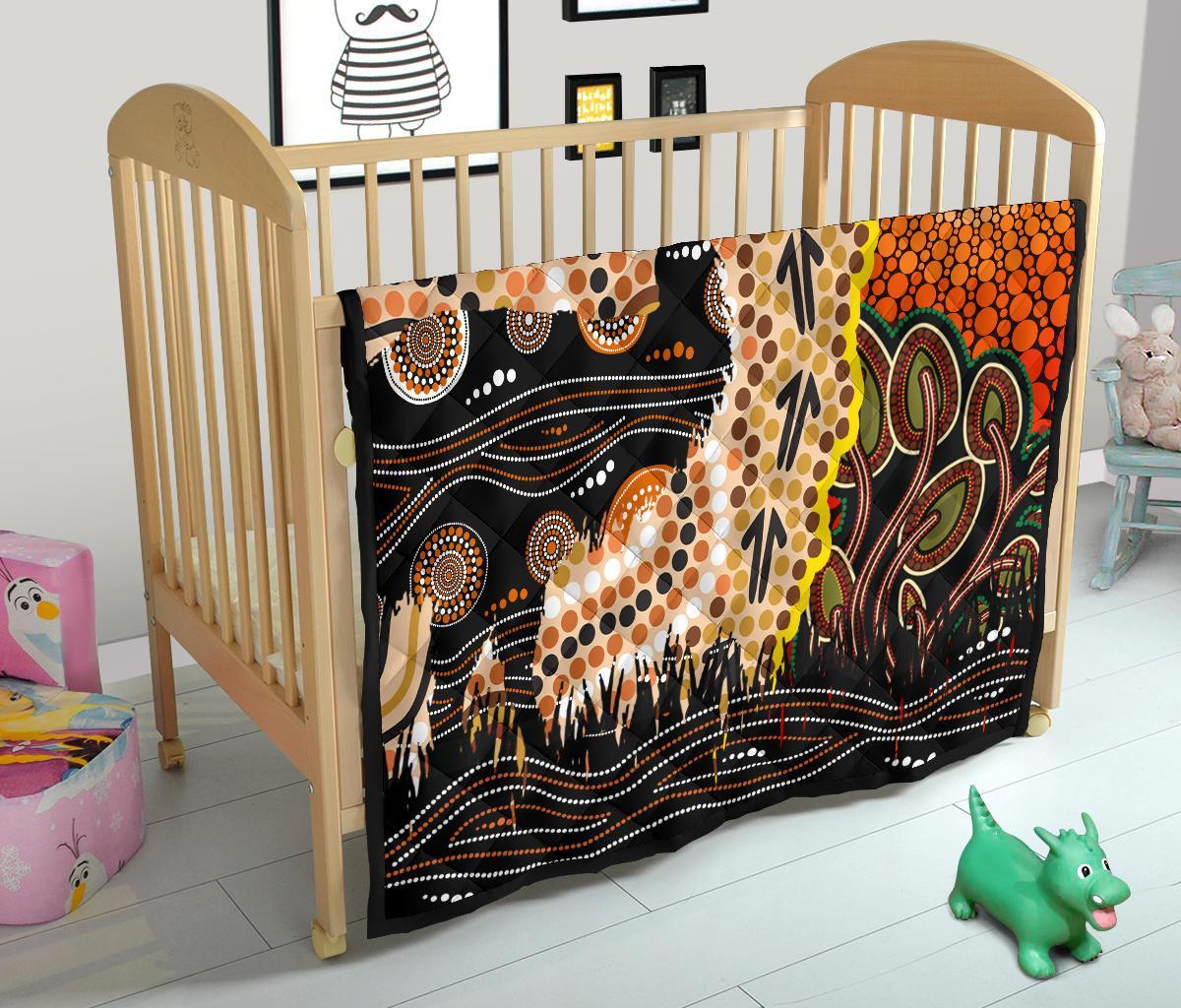 Aboriginal Premium Quilt - Indigenous Sun and Emu