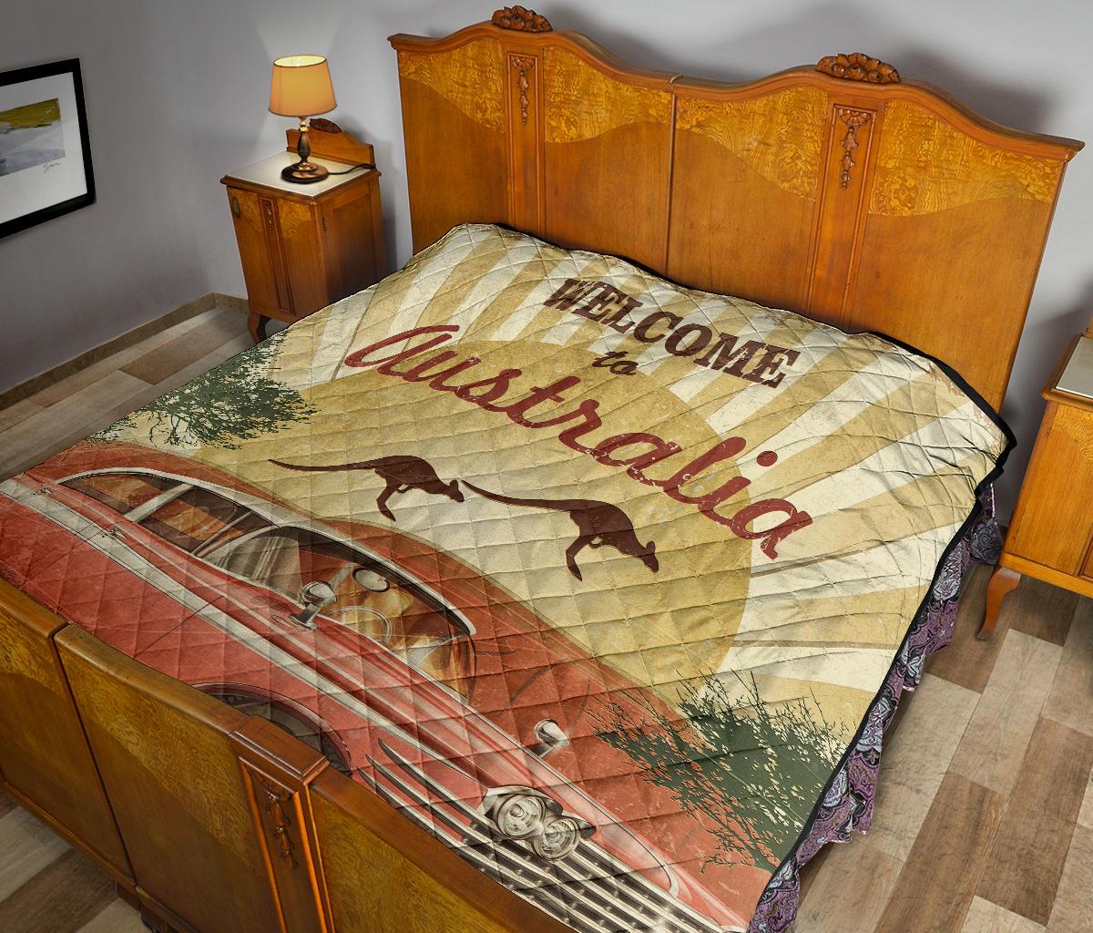 Premium Quilts - Retro Car Quilts Vintage Kangaroo