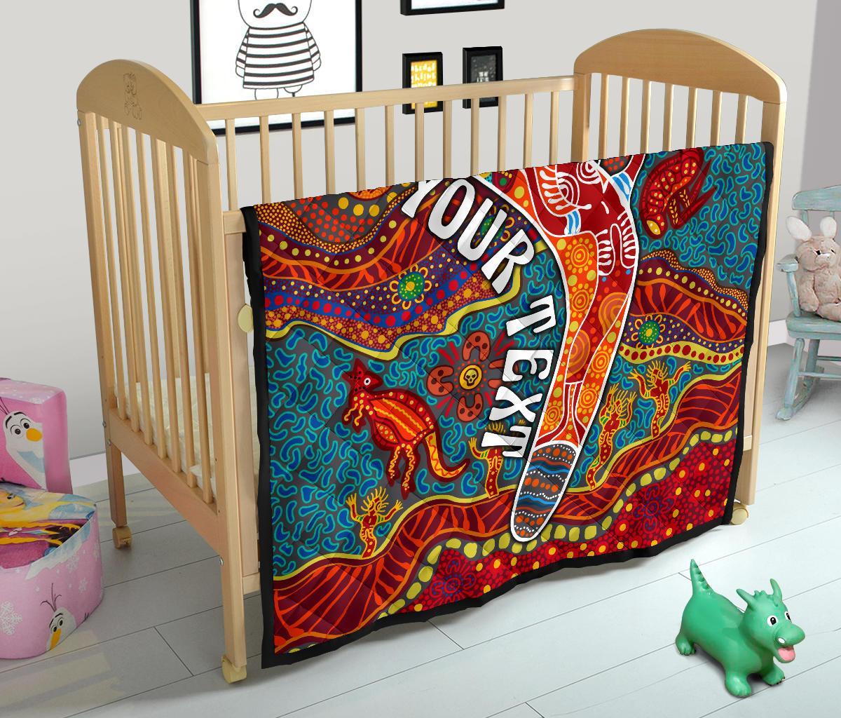 Aboriginal Personalised Premium Quilt - Indigenous Boomerang