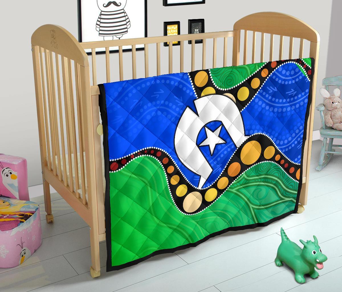 Torres Strait Islands Premium Quilt - Flag with Aboriginal Patterns