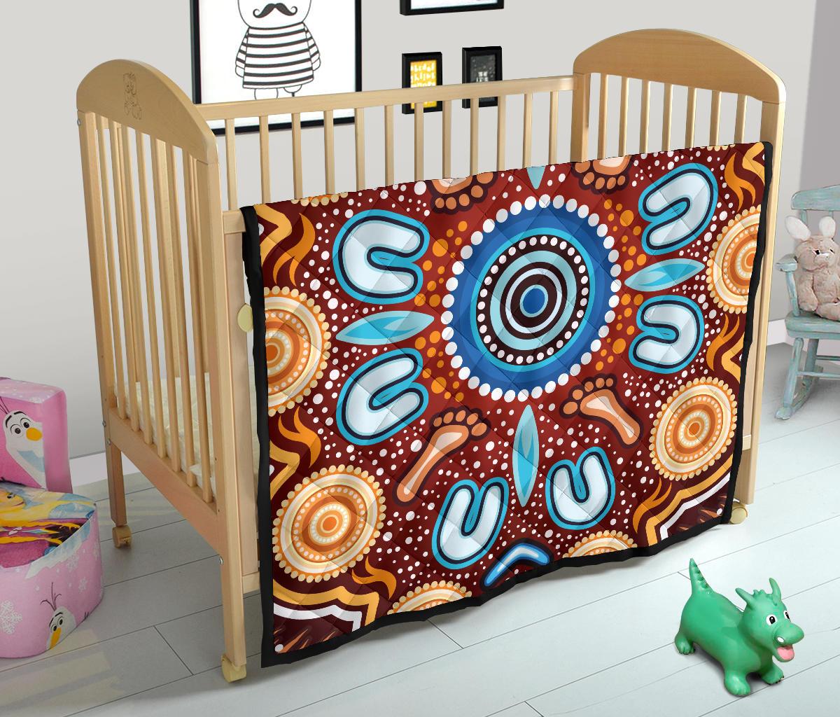 Aboriginal Premium Quilt - Indigenous Circle Dot Painting Ver02