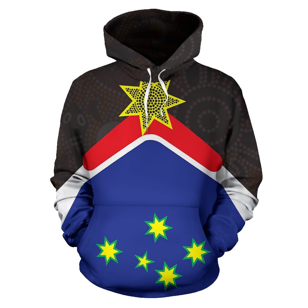 Aboriginal Hoodie - Australian Coat Of Arms Aussie Hoodie Dot Painting