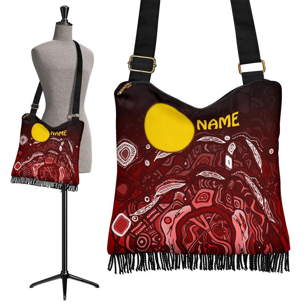 (Custom Text) Aboriginal Boho Bag - Red Landscape