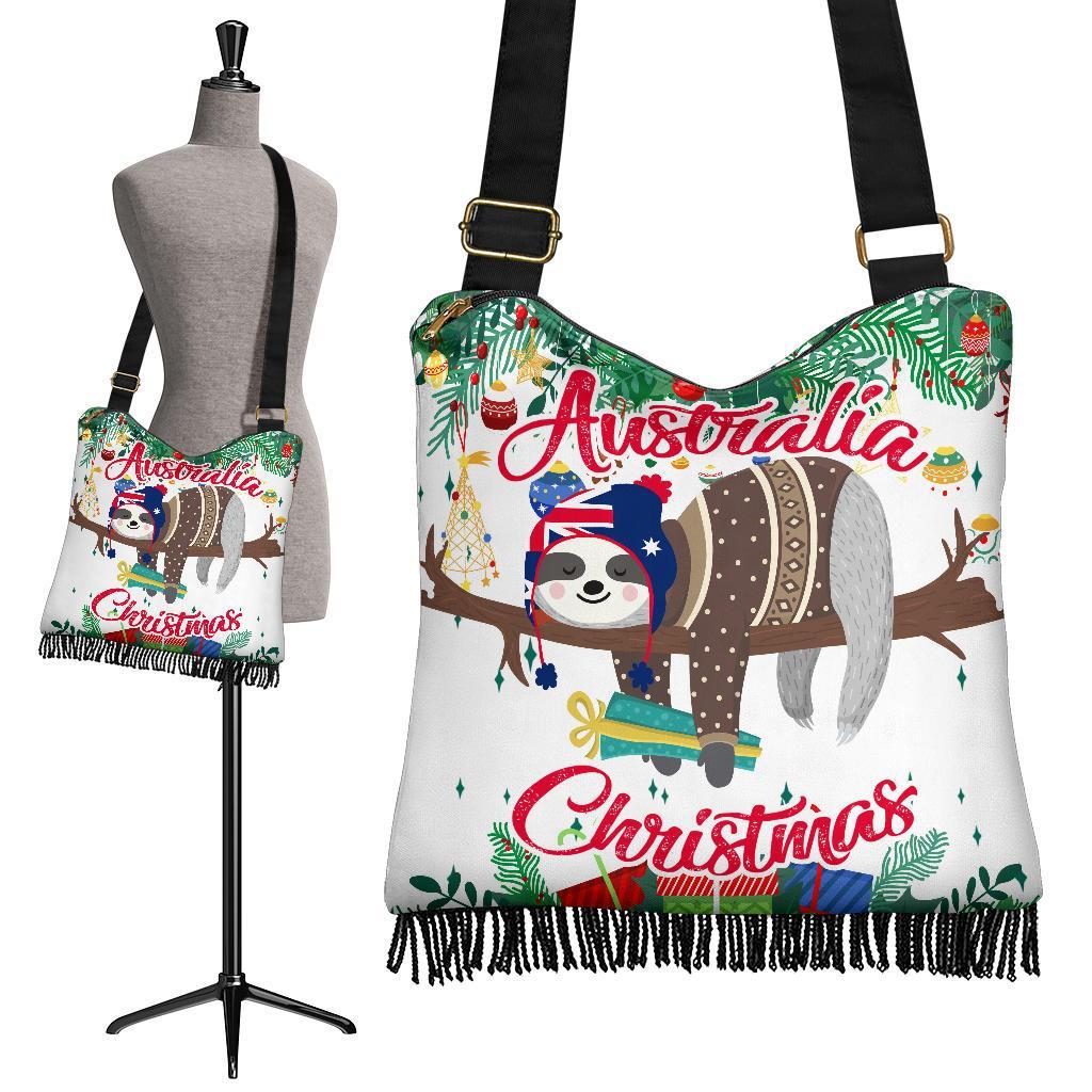 Australia Christmas Crossbody Boho Handbag White - Merry Christmas