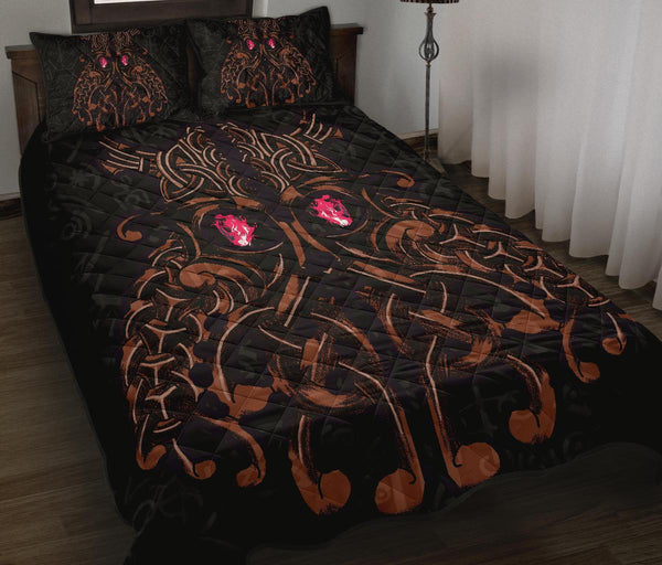 Viking Quilt Bedding Set Odin God Furthark Tattoo Special Ver01