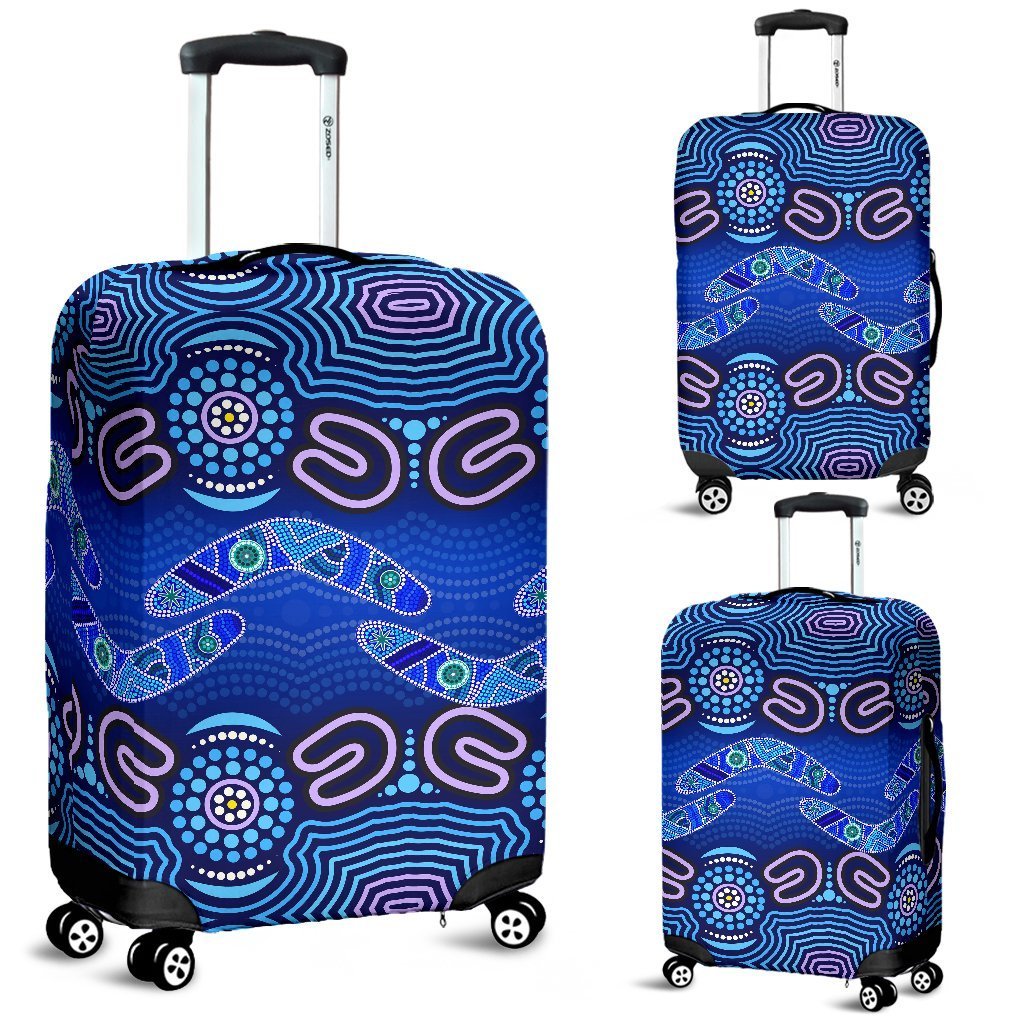 ABoriginal Luggage Covers - Boomerangs And Dot Painting Art Ver02-