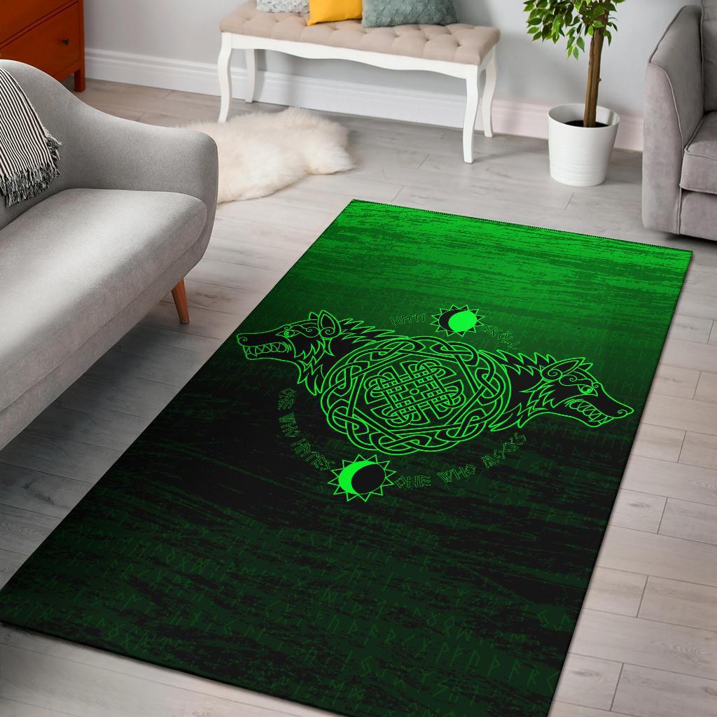 Viking Area Rug Skoll And Hati Green