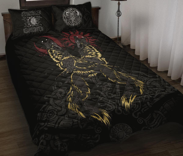 Viking Quilt Bedding Set The Wolves Skoll and Hati