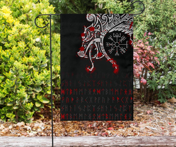 Viking Garden Flag Dragon and Vegvisir Blood Tattoo