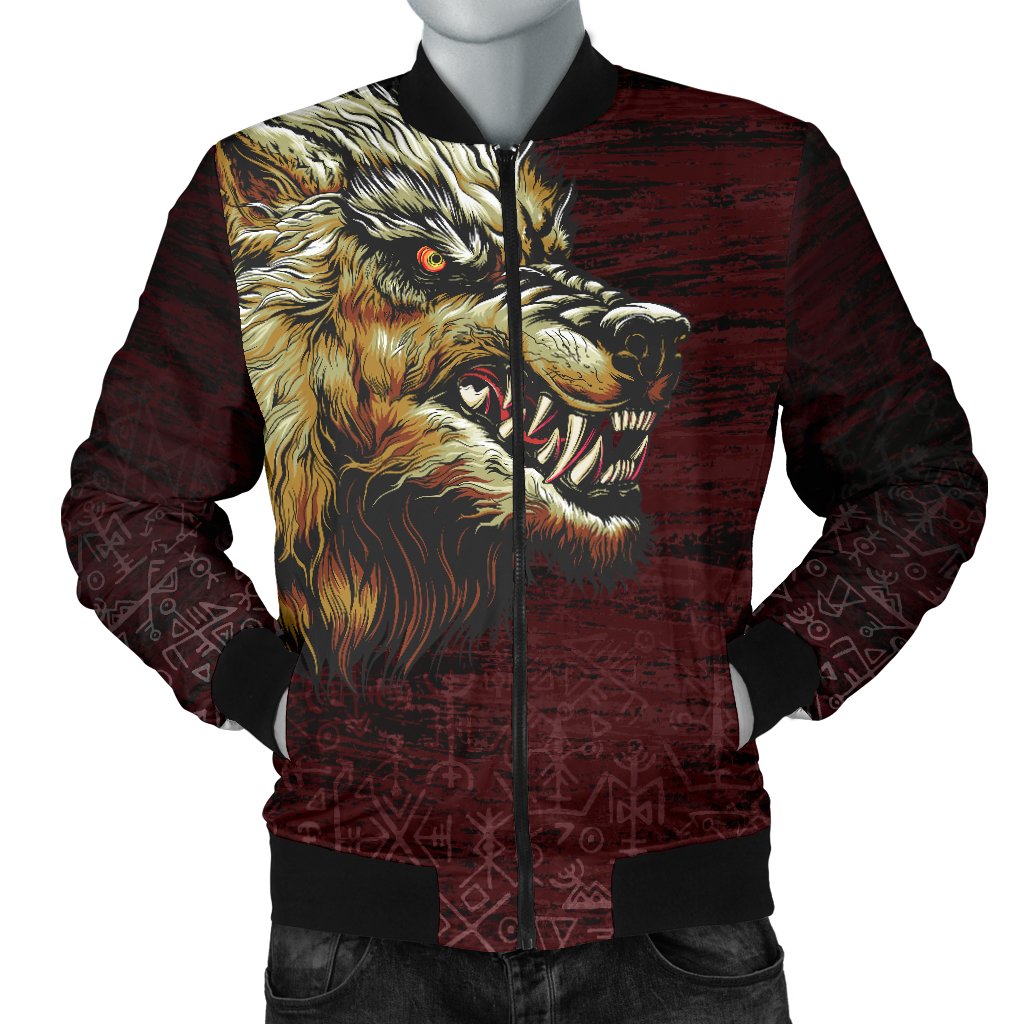 Viking Bomber Jacket Fenrir On The Blood Moon Background Style Ver01