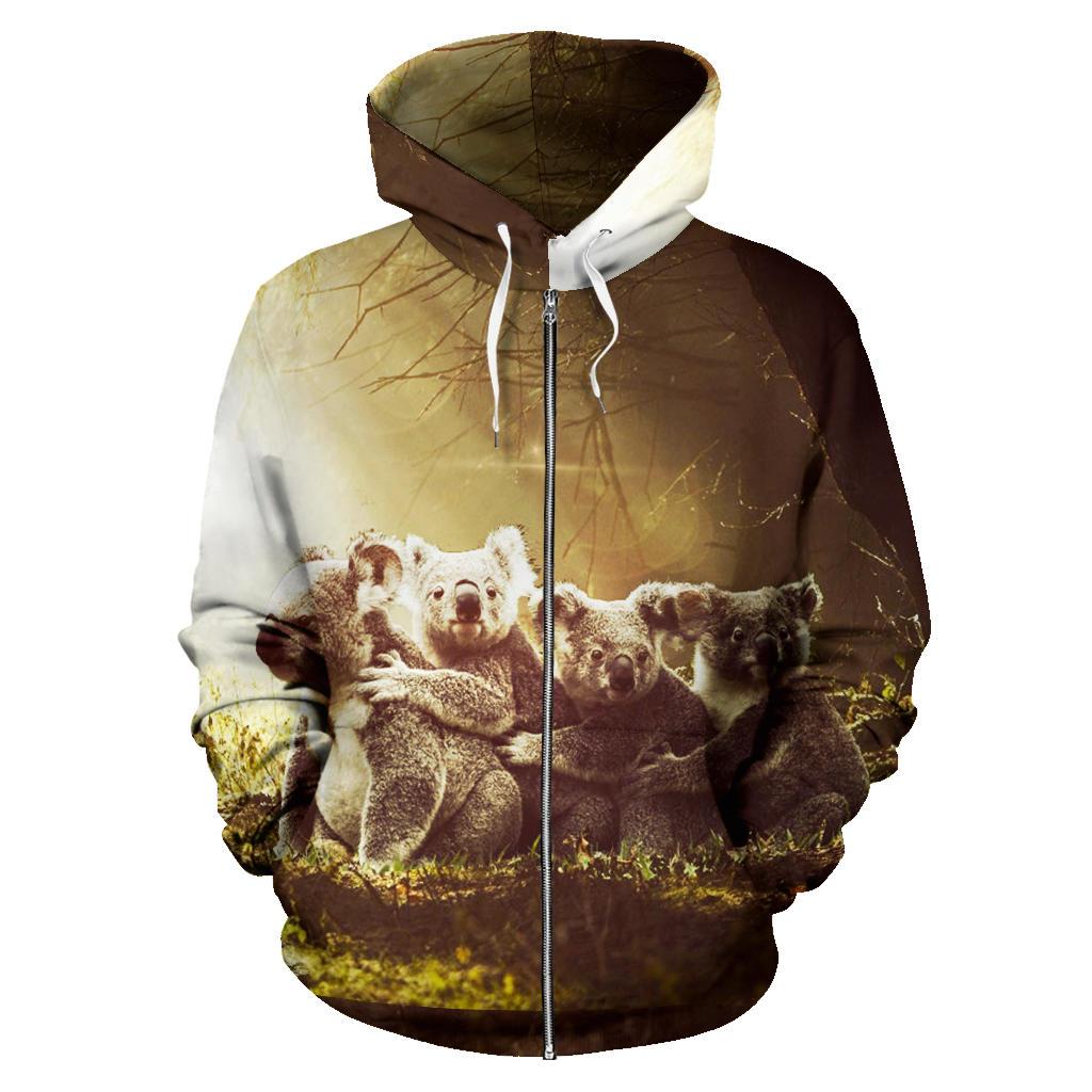 Zip Hoodie - Koala Family Landscape Art