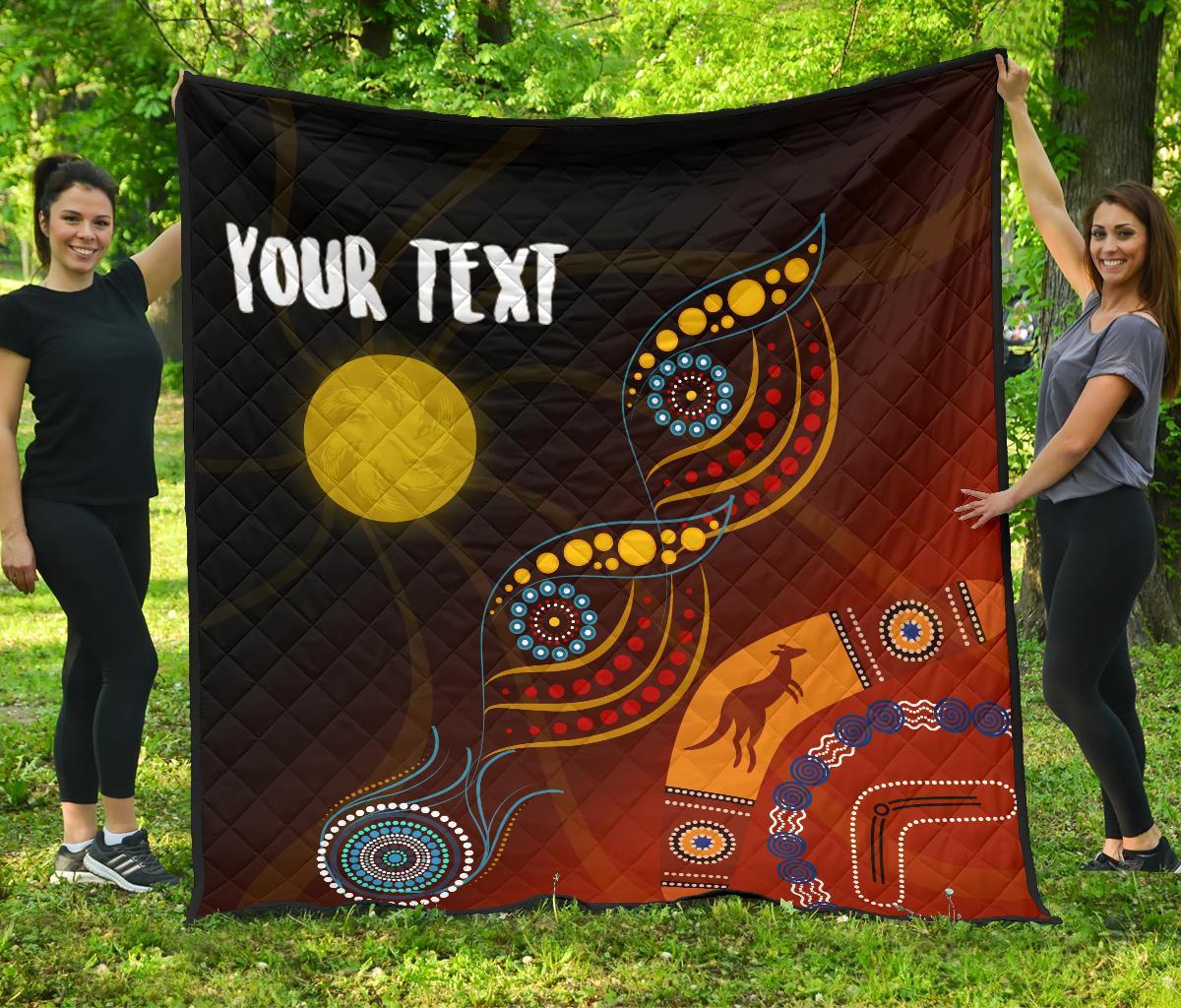 Aboriginal Personalised Premium Quilt - Flowers On The Land