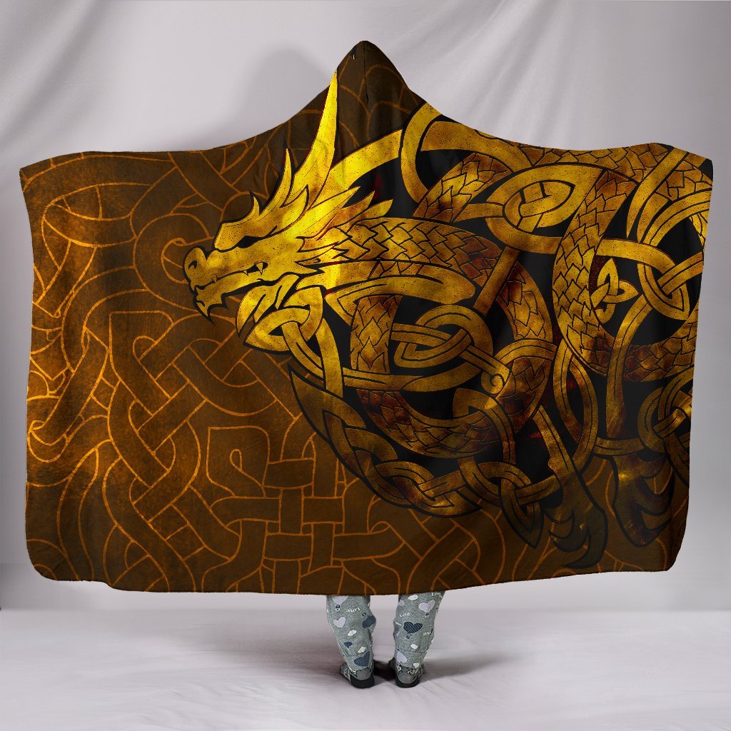 Viking Hooded Blanket Celtic Dragon Tattoo