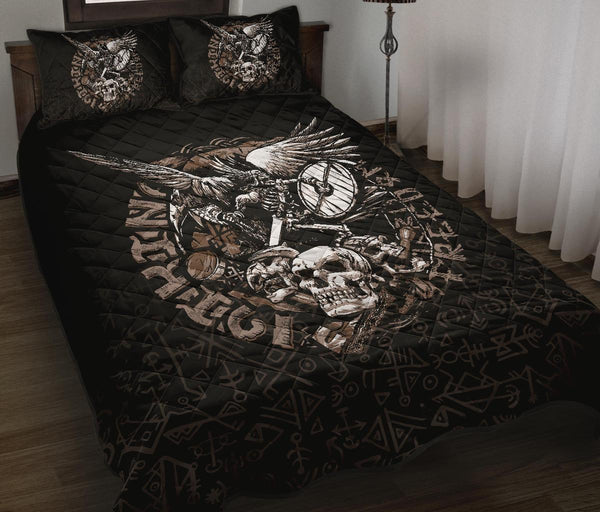 Viking Quilt Bedding Set Warrior Tattoo Odin