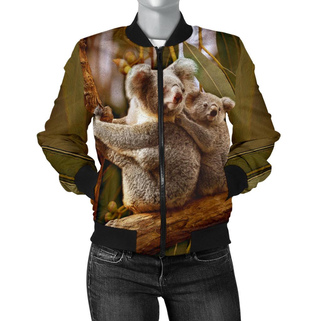 Women Bomber Jacket - Australian Koala Jacket 3D Koala