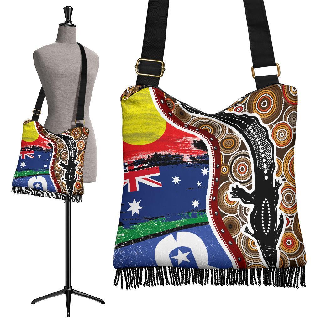 Boho Bags - Australian Aboriginal Crocodile With NAIDOC Flags