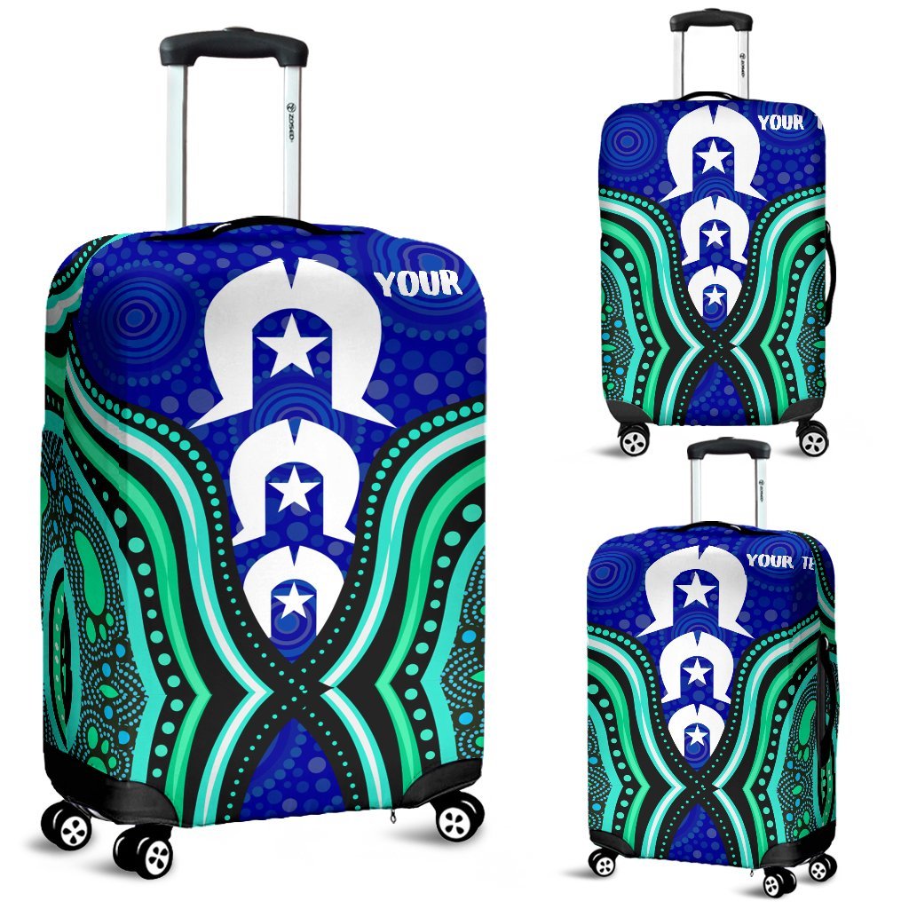 Torres Strait Personalised Luggage Covers - Torres Strait Symbol And Aboriginal Patterns