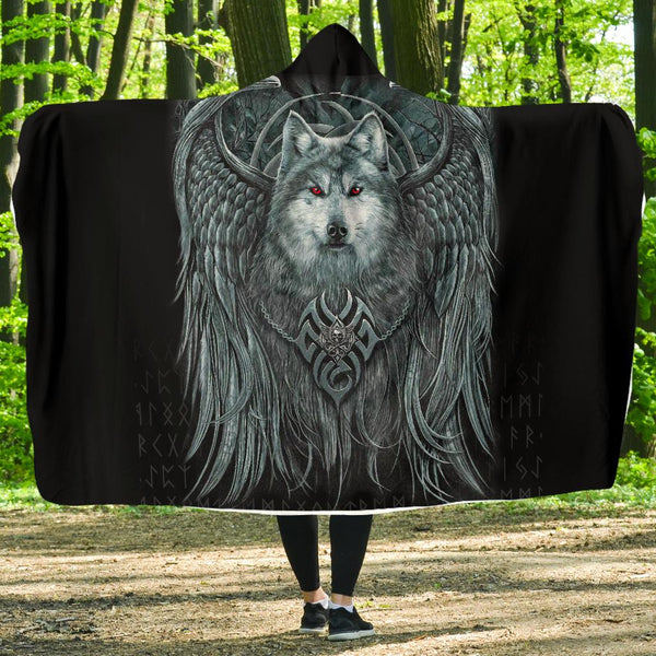 Viking Hooded Blanket Economy Spiral Wolf Spirit