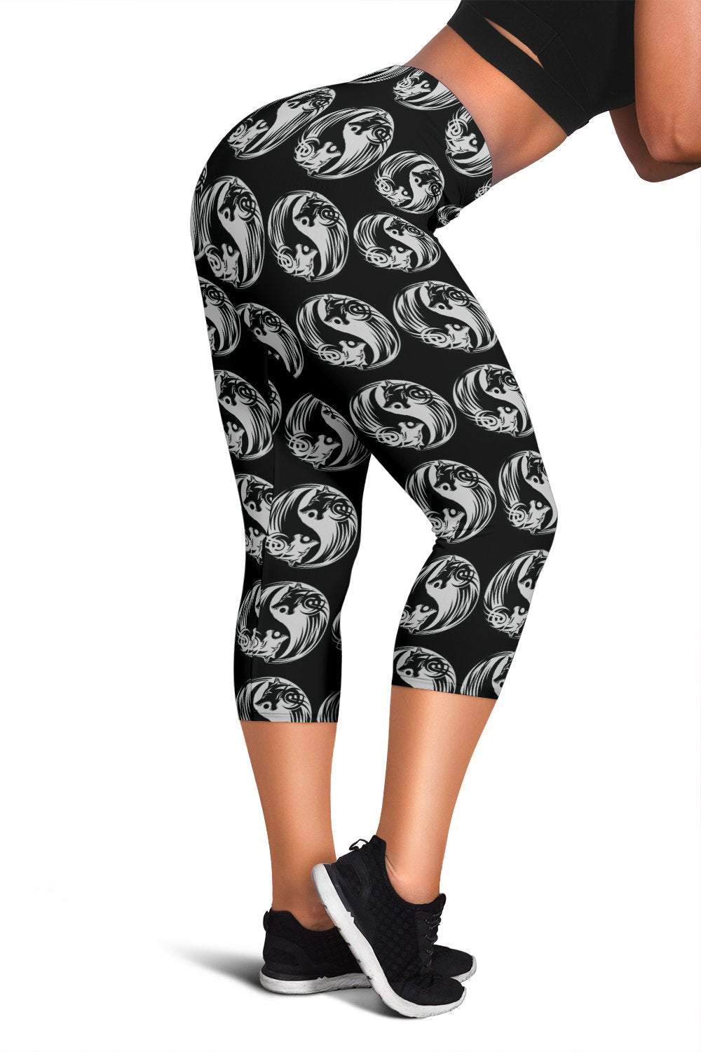 Viking Legging Capris Ying Yang Wolf