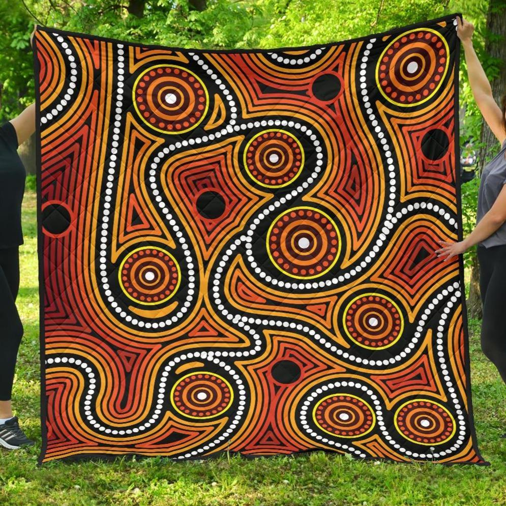 Aboriginal Premium Quilt - Indigenous Circle Dot Painting Ver01