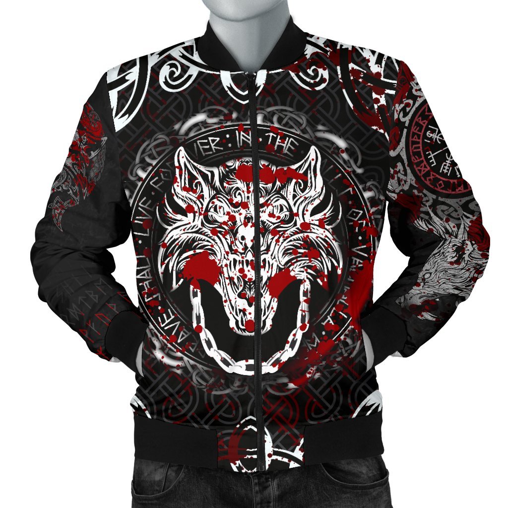 Viking Bomber Jacket Fenrir Viking Blood 3D Style Ver02