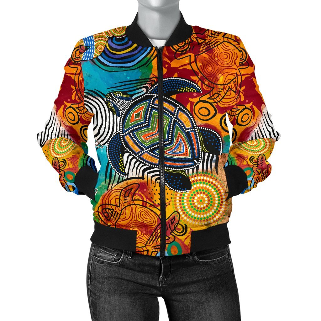 Aboriginal Bomber Jacket - Turtle Indigenous Art