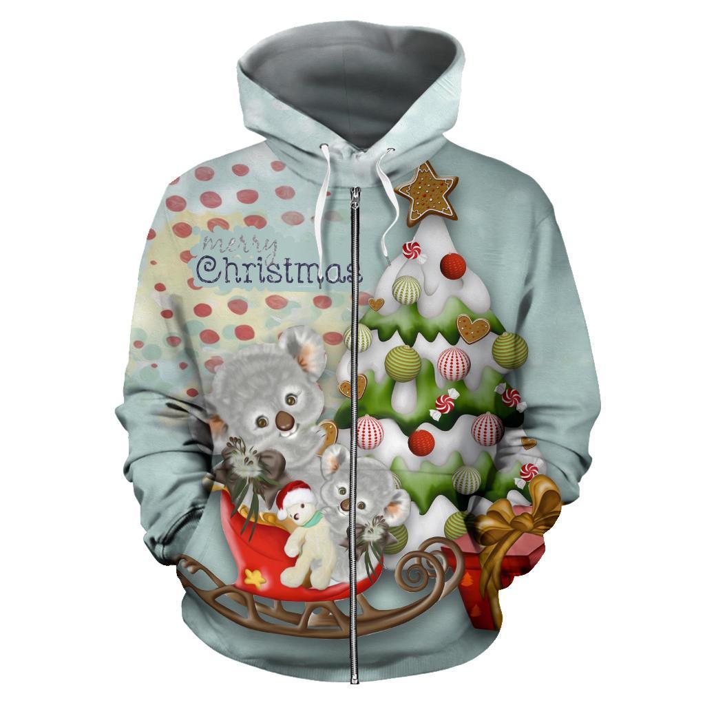 Australia Christmas Zip Hoodie - Koala Hoodie Merry Christmas