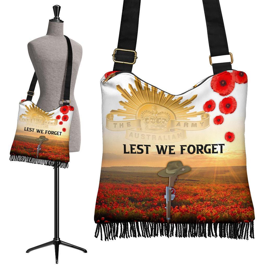 Anzac Day 2022 Crossbody Boho Handbag - We Will Remember Them