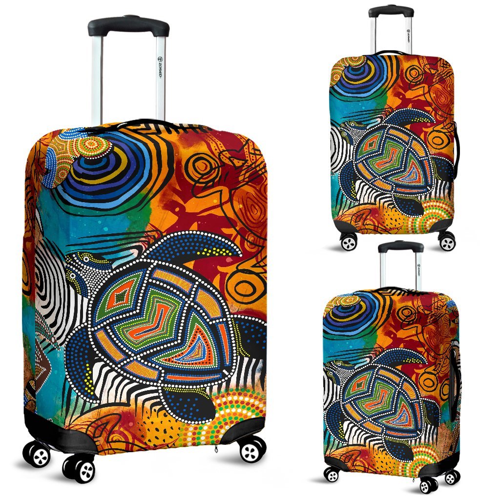 Aboriginal Luggage Cover - Turtle Indigenous Art