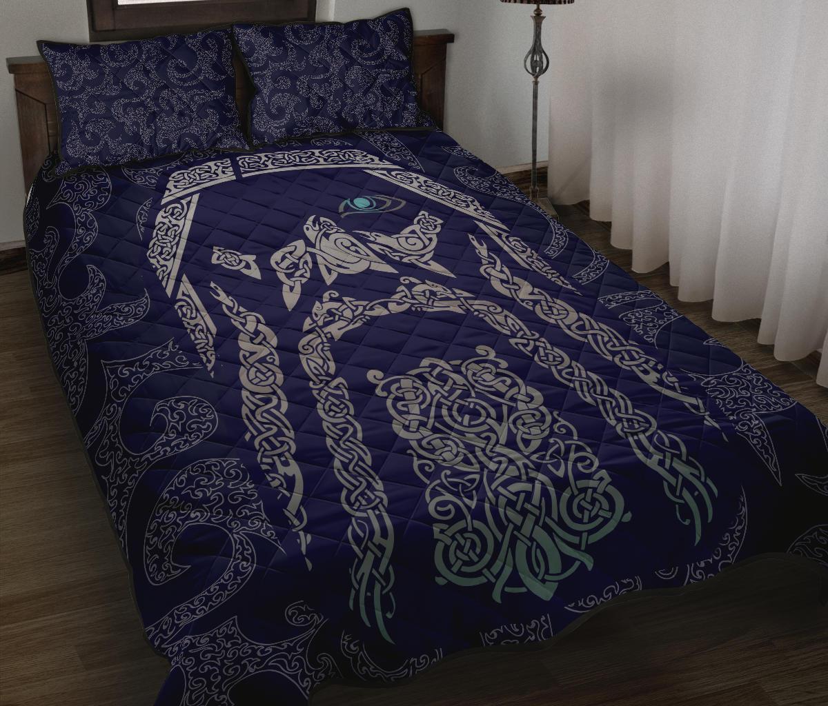 Viking Quilt Bedding Set Odin God Tattoo