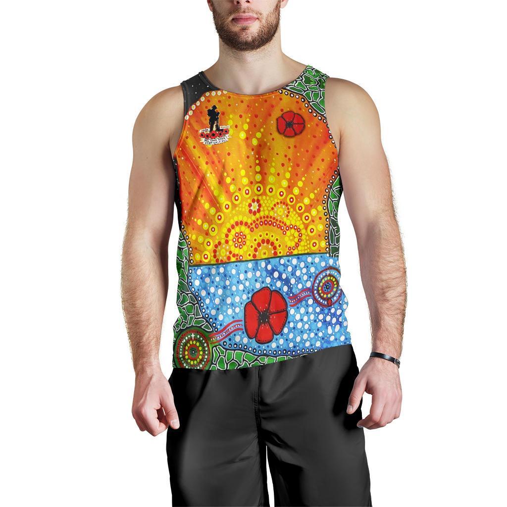 Anzac Day Men Tank Top - Lest We Forget Poppy