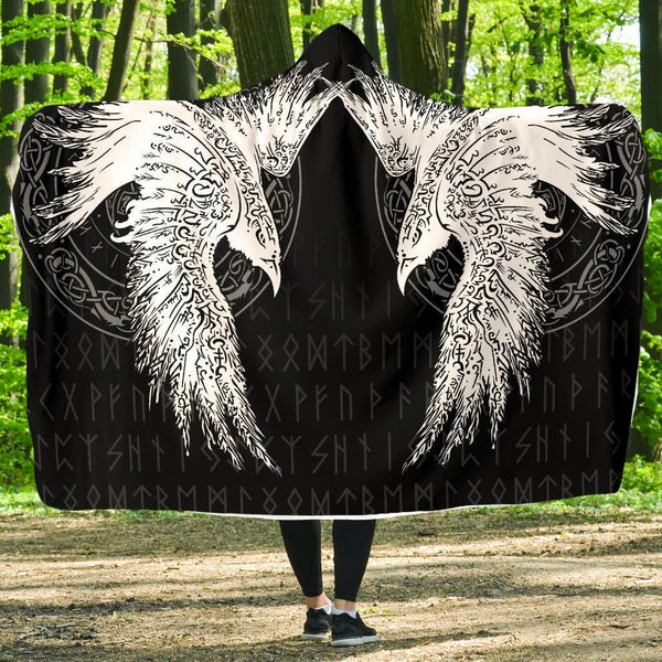 Viking Hooded Blanket Economy Mystical Raven Tattoo Special Ver01