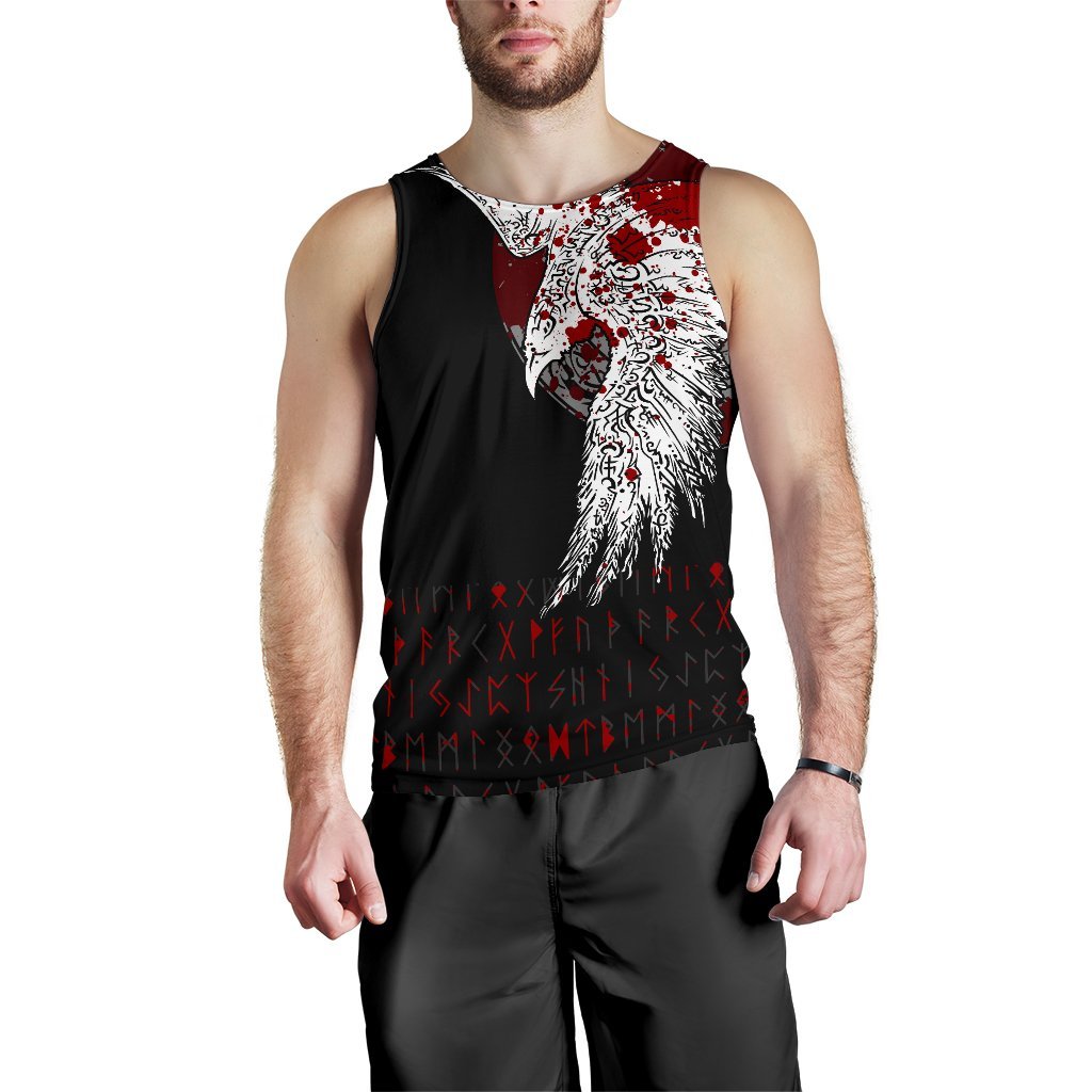 Custom Viking Men's Tank Top Mystical Raven Tattoo Blood