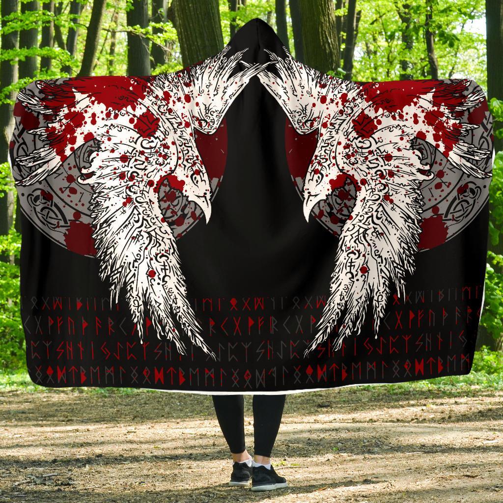 Viking Hooded Blanket Economy Mystical Raven Tattoo Blood Ver01