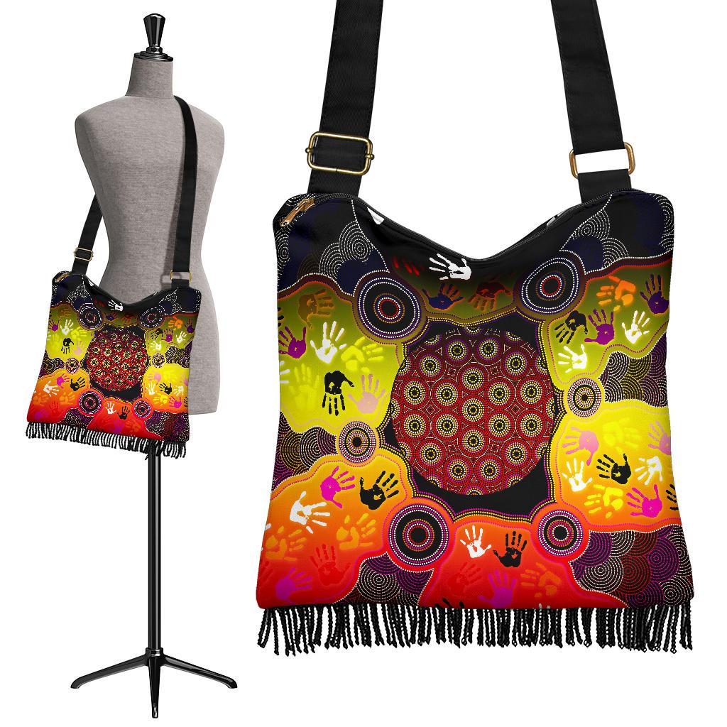 Aboriginal Boho Bags - Indigenous Circle Dot Painting Hand Art