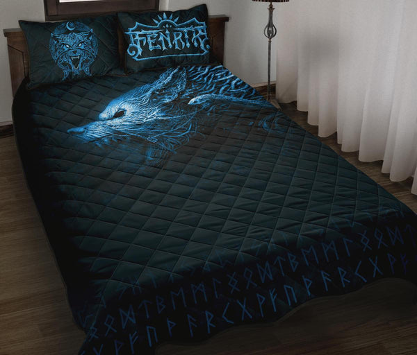 Viking Quilt Bedding Set Fenrir Wolf