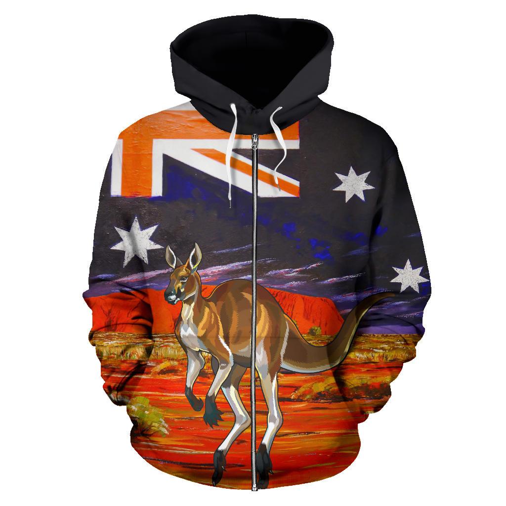 Zip Hoodie - Kangaroo Hoodie Aus Flag Uluru Unisex