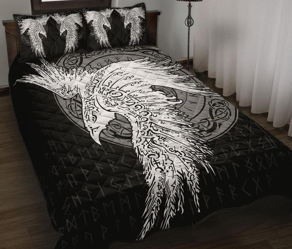 Viking Quilt Bedding Set Mystical Raven Tattoo Special